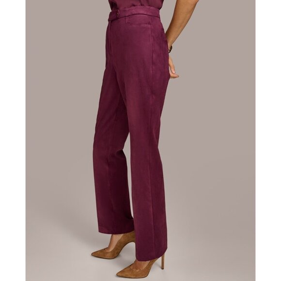 Donna Karan New York Straight-Leg Faux-Suede Pants Size 4 Plum Purple MSRP $119 - Picture 3 of 4